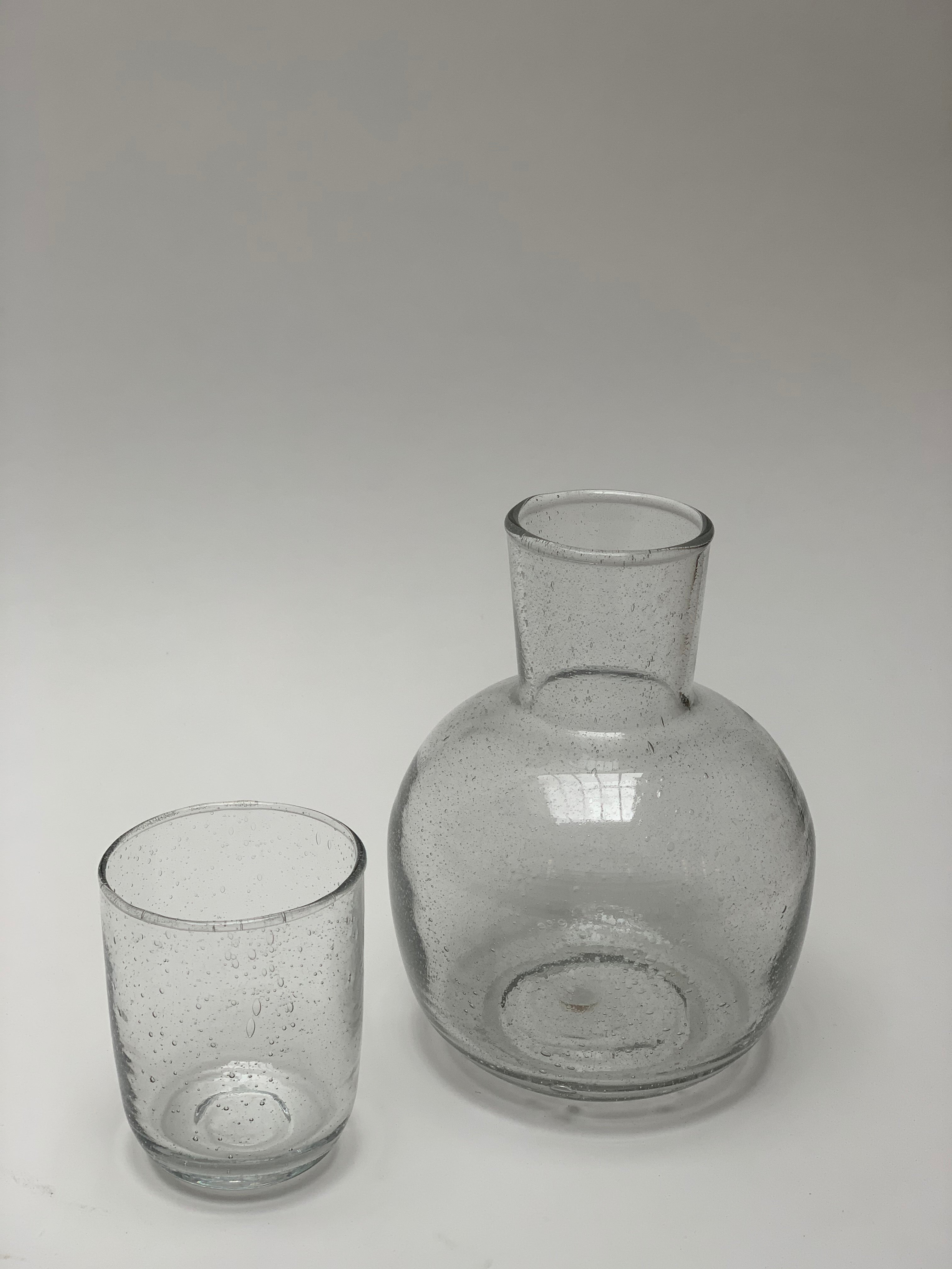 Blown Glass Carafe and Cup