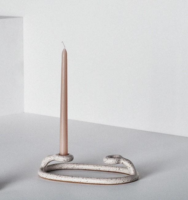 Duo Coil Ceramic Candlestick